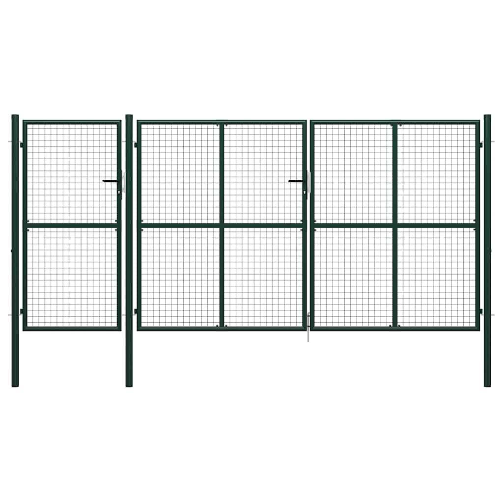 vidaXL - Poort - 400x150 - cm - staal - groen-0
