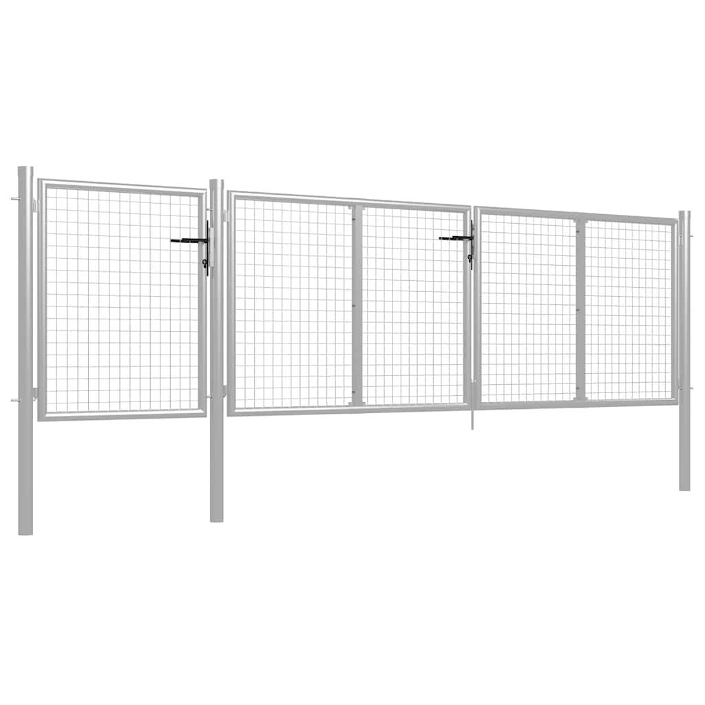 vidaXL - Poort - 400x100 - cm - staal - zilverkleurig-1