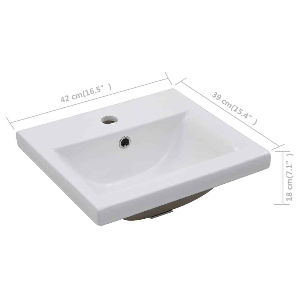 vidaXL - Inbouwwastafel - 42x39x18 - cm - keramiek - wit-4