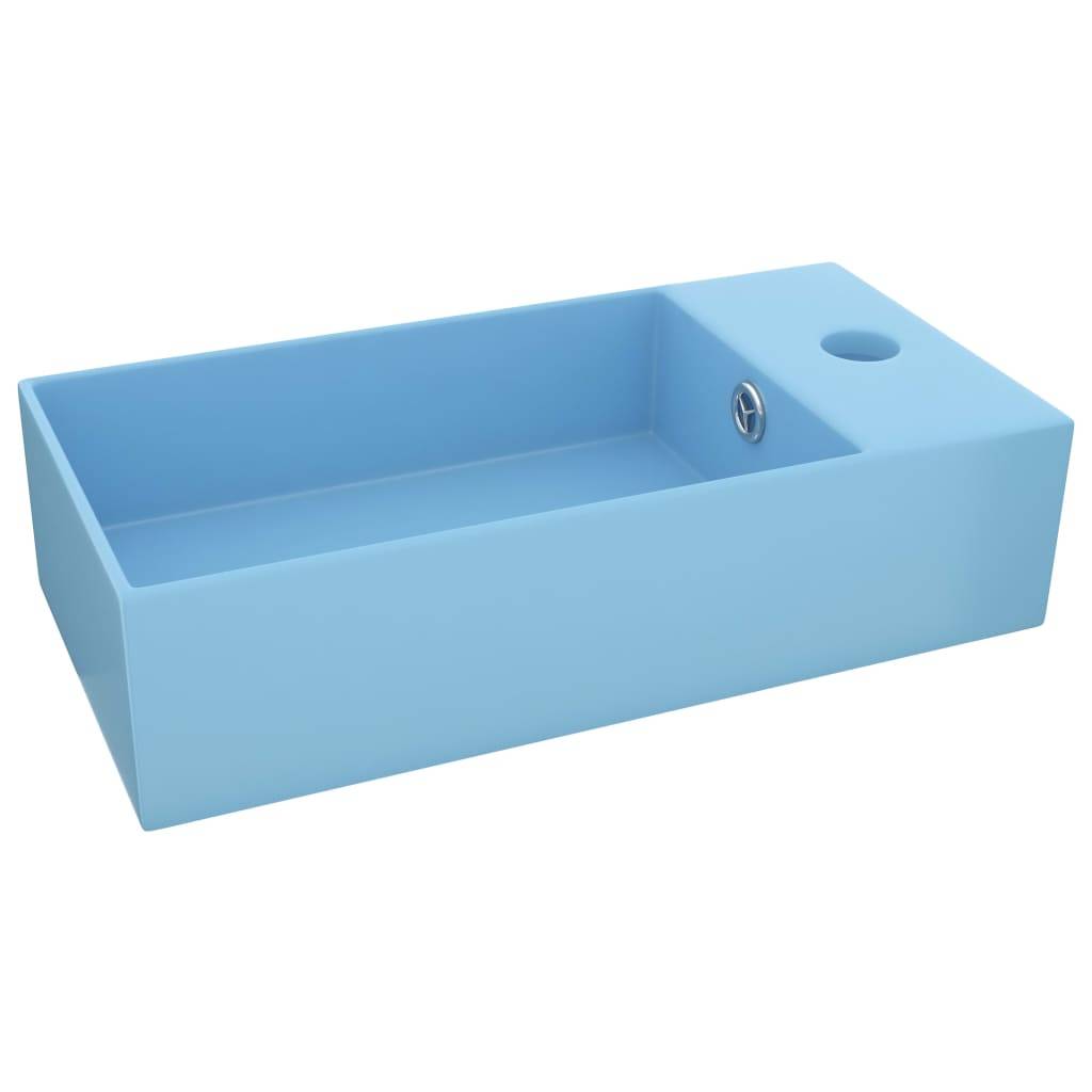 Vidaxl wastafel met overloop keramiek lichtblauw 87202860369458720286036945