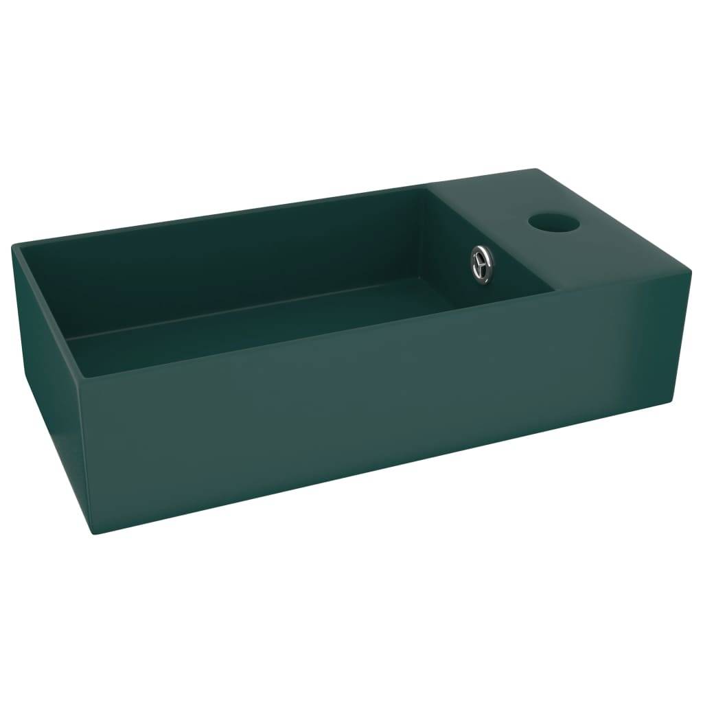 Vidaxl wastafel met overloop keramiek donkergroen 87202860369768720286036976