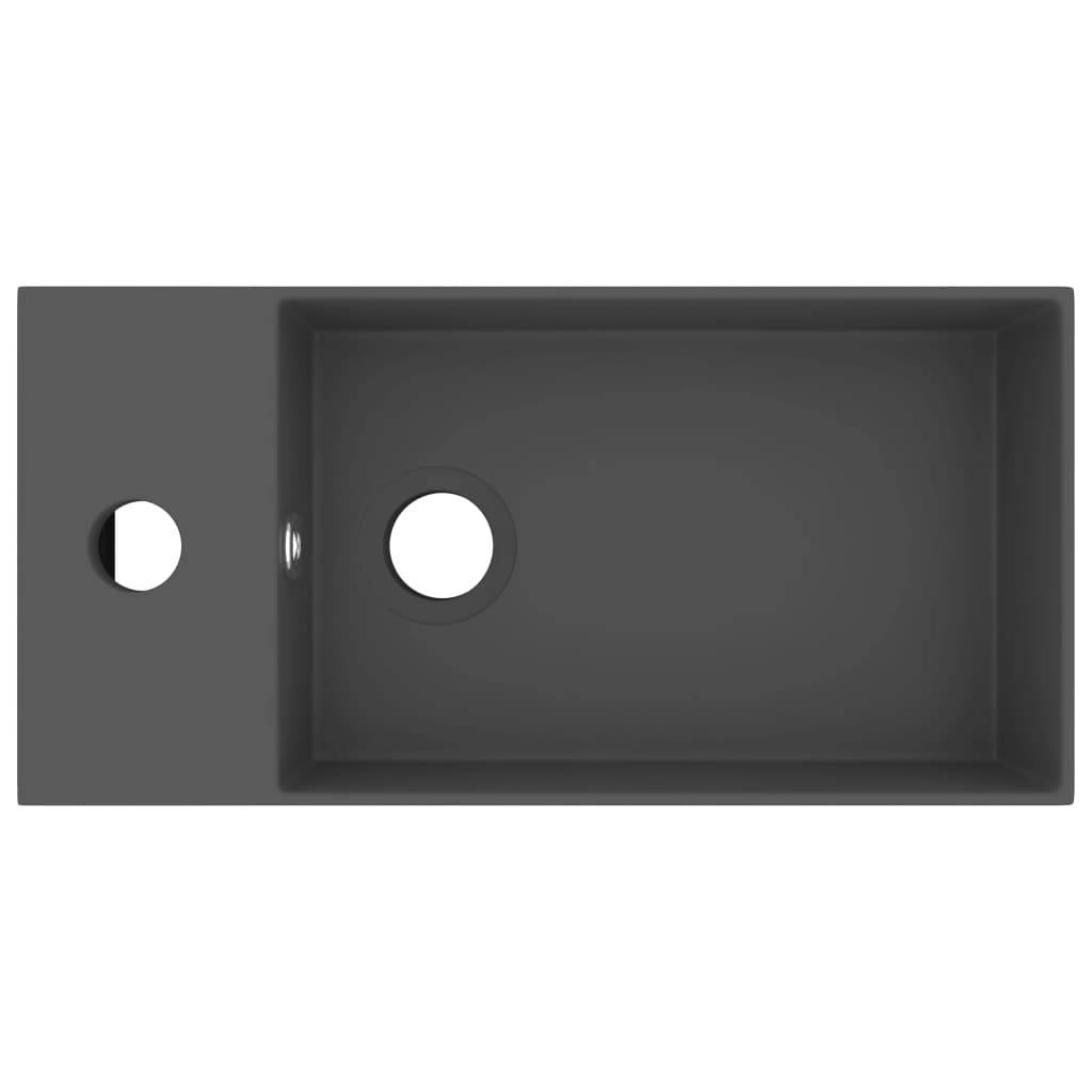 Vidaxl wastafel met overloop keramiek donkergrijs 87202860369908720286036990-2