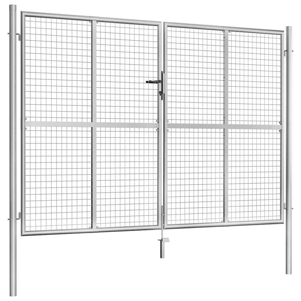 vidaXL - Poort - 306x225 - cm - gegalvaniseerd - staal - zilverkleurig-2
