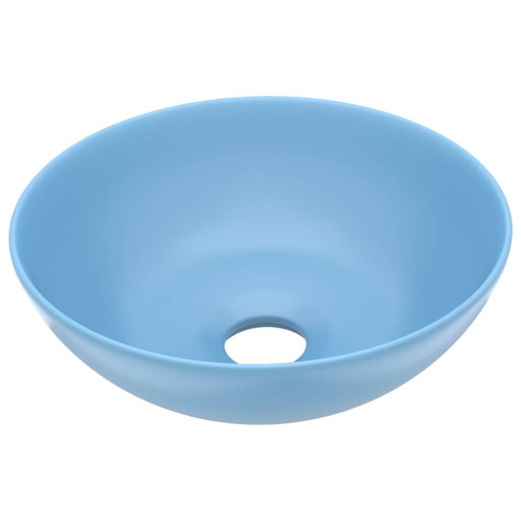 vidaXL - Wastafel - rond - keramiek - lichtblauw