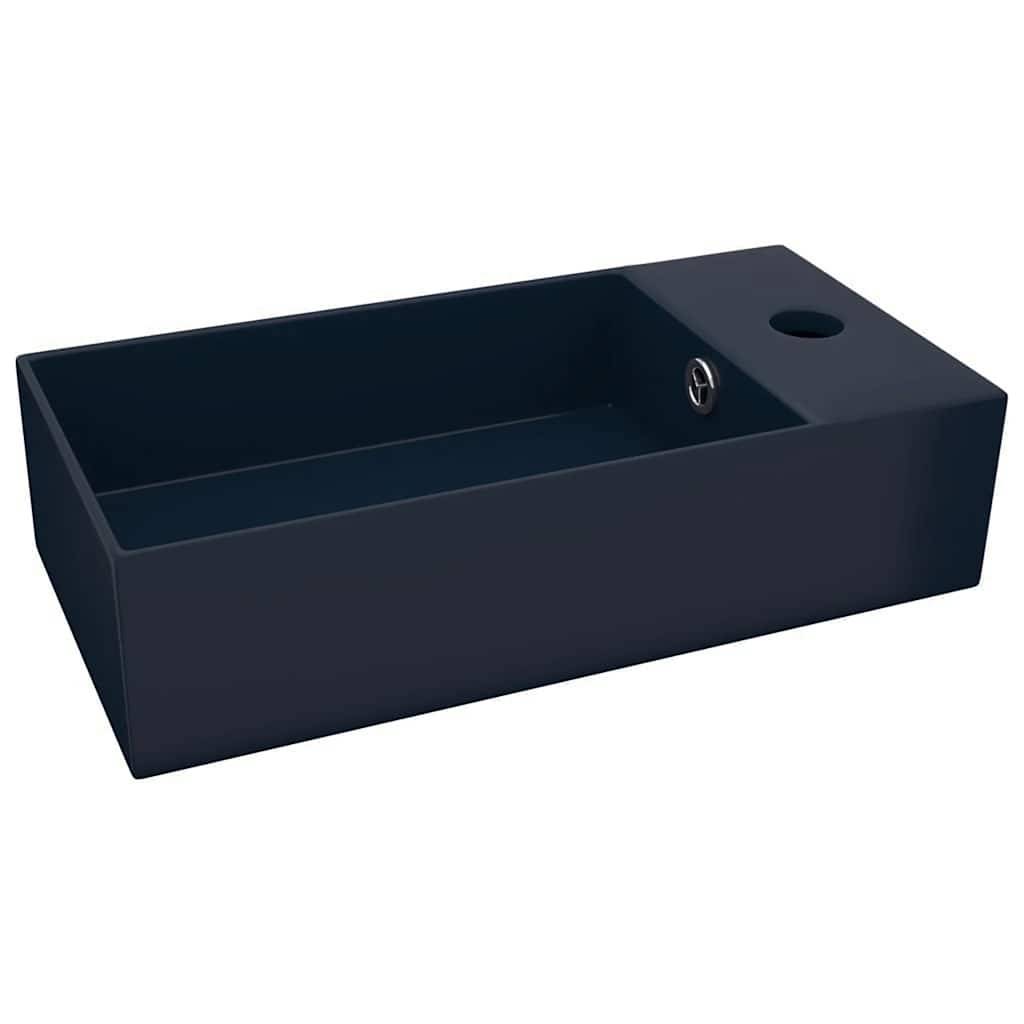 Vidaxl wastafel met overloop keramiek donkerblauw 87202860369528720286036952