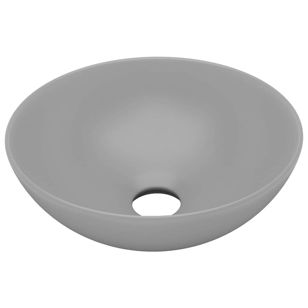 Vidaxl wastafel rond keramiek lichtgrijs 87202860368778720286036877
