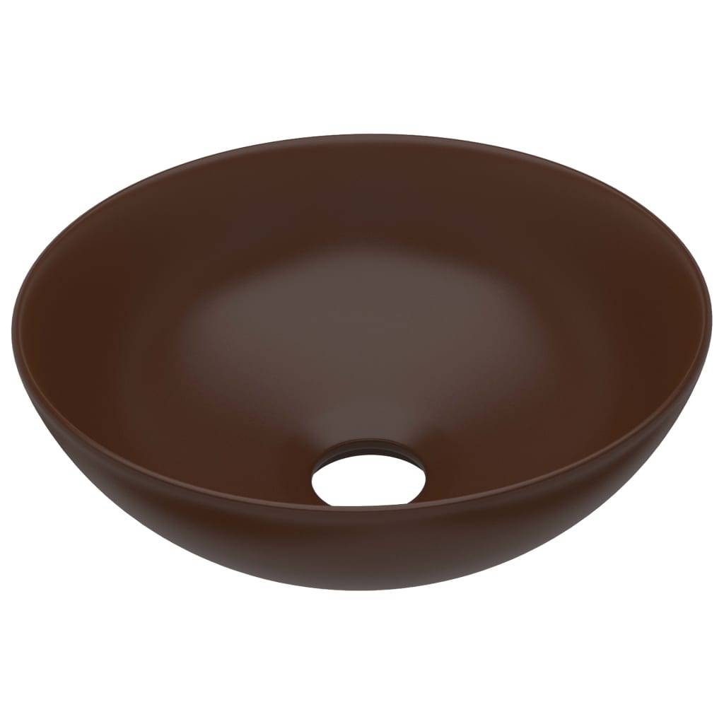 Vidaxl wastafel rond keramiek donkerbruin 87202860368918720286036891
