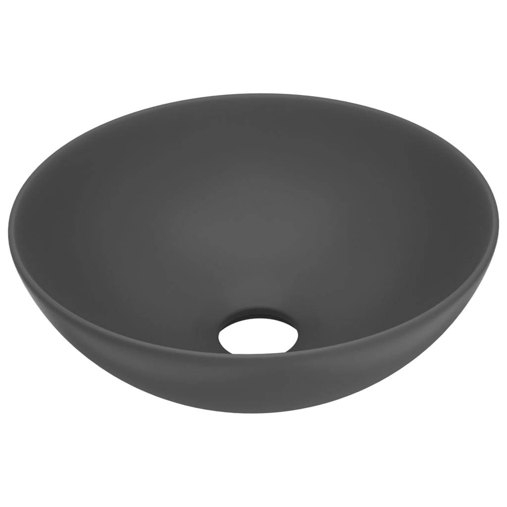 Vidaxl wastafel rond keramiek donkergrijs 87202860368848720286036884