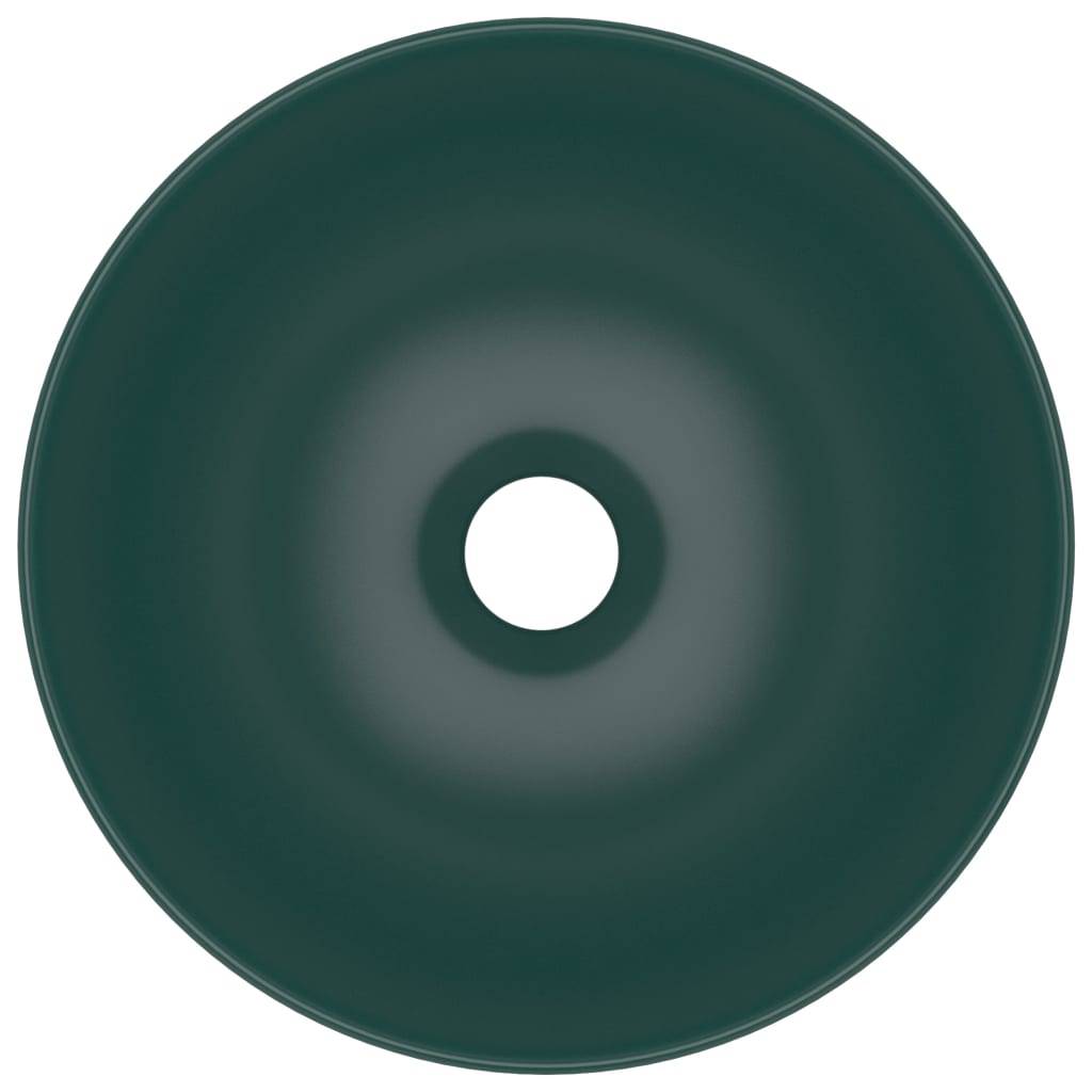 vidaXL - Wastafel - rond - keramiek - donkergroen-1