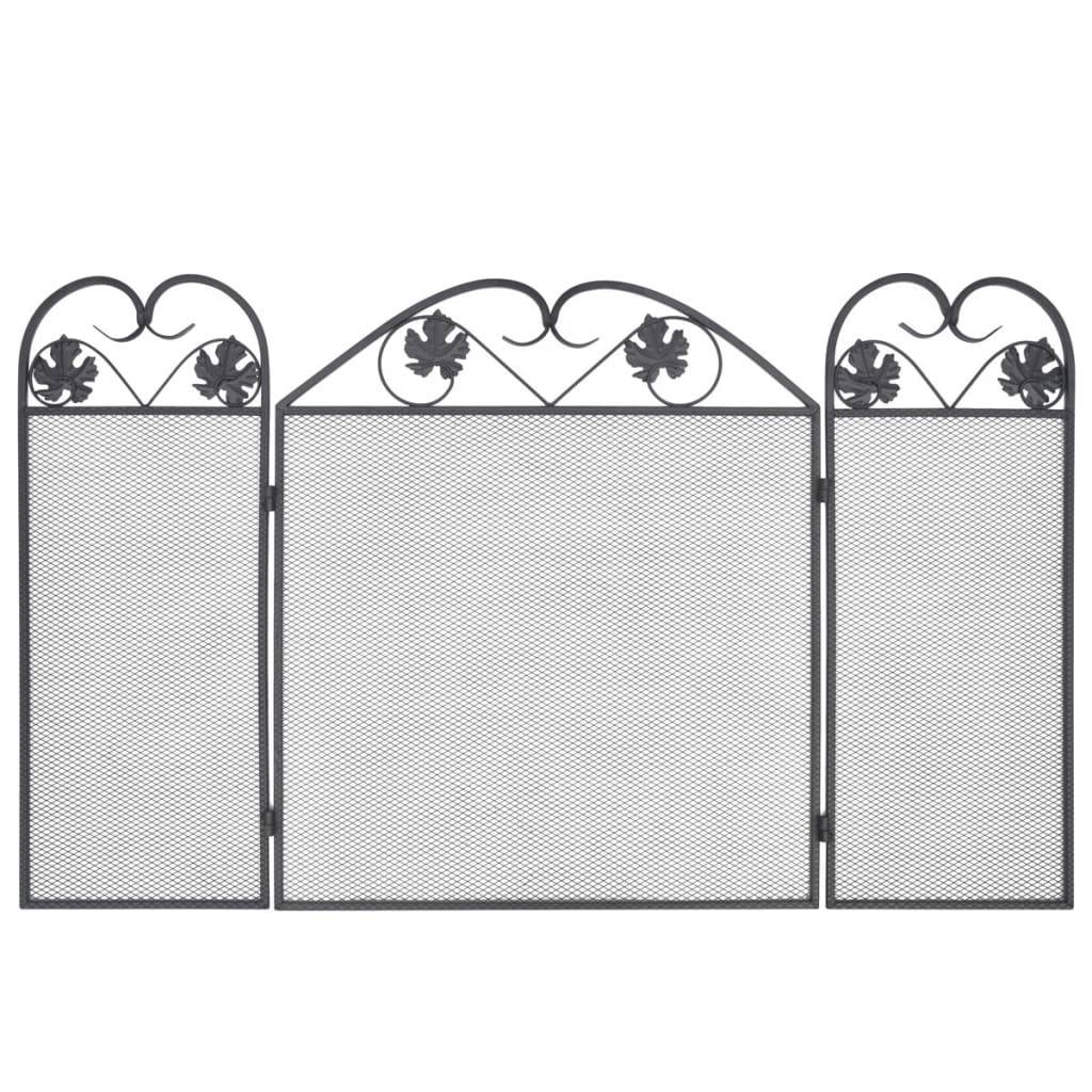 vidaXL - Haardscherm - 3 - panelen - ijzer - zwart-2