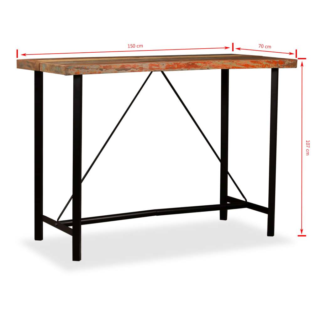 vidaXL - Bartafel - 150x70x107 - cm - massief - gerecycled - hout-4