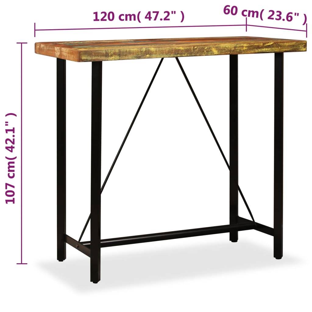 vidaXL - Bartafel - 120x60x107 - cm - massief - gerecycled - hout-4