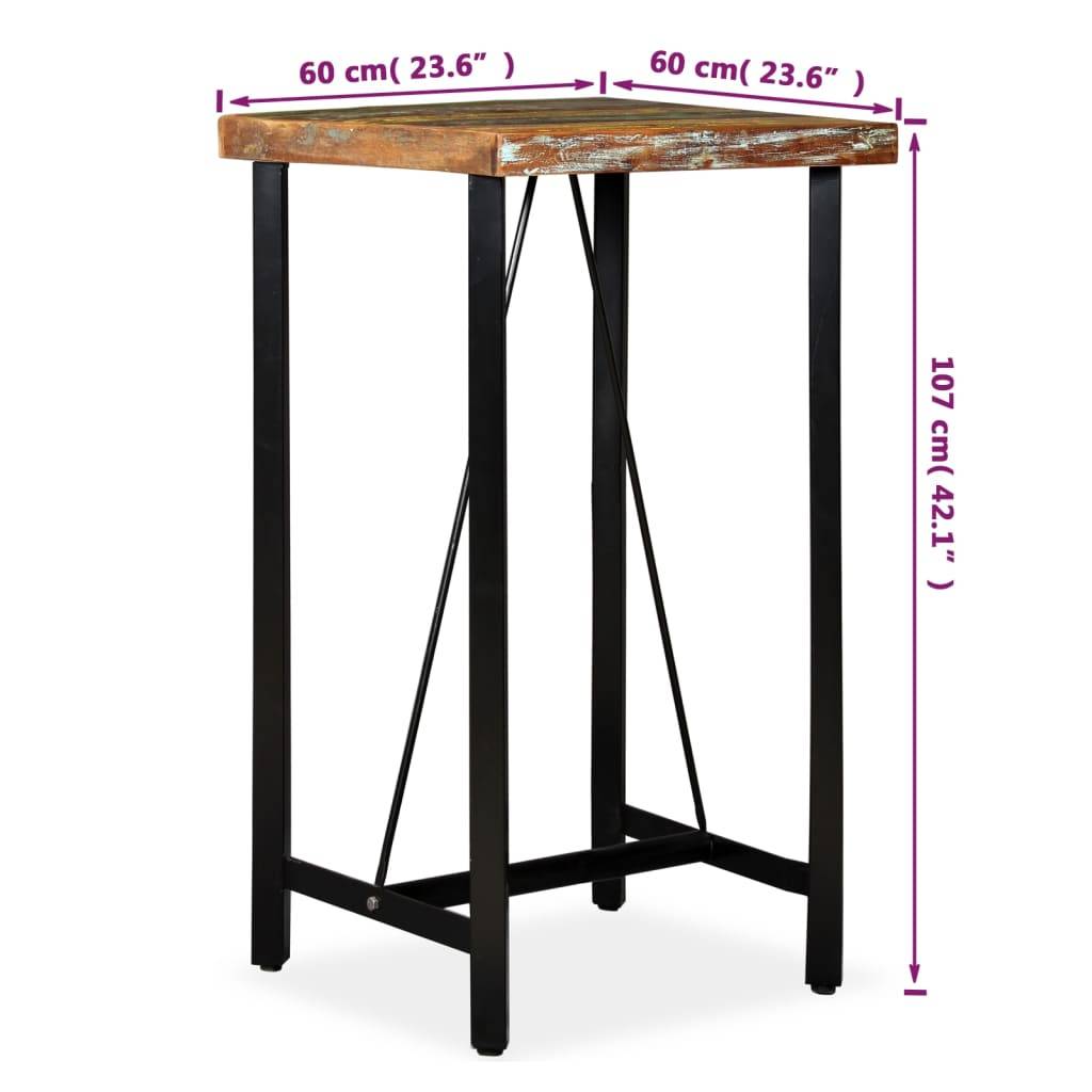 vidaXL - Bartafel - 60x60x107 - cm - massief - gerecycled - hout-4