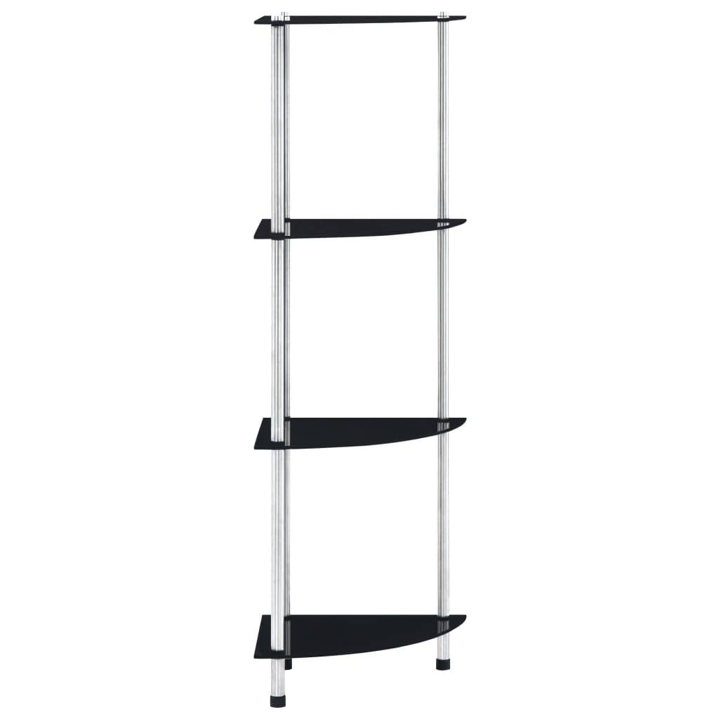 vidaXL - Kastje - 4-laags - 30x30x100 - cm - gehard - glas - zwart-1