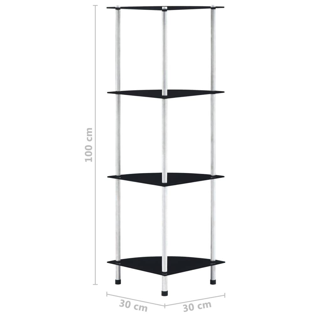 vidaXL - Kastje - 4-laags - 30x30x100 - cm - gehard - glas - zwart-3