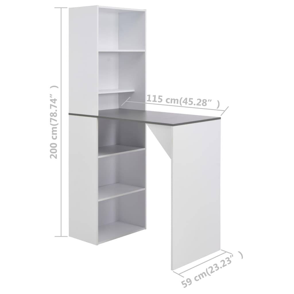 vidaXL - Bartafel - met - kast - 115x59x200 - cm - wit-4
