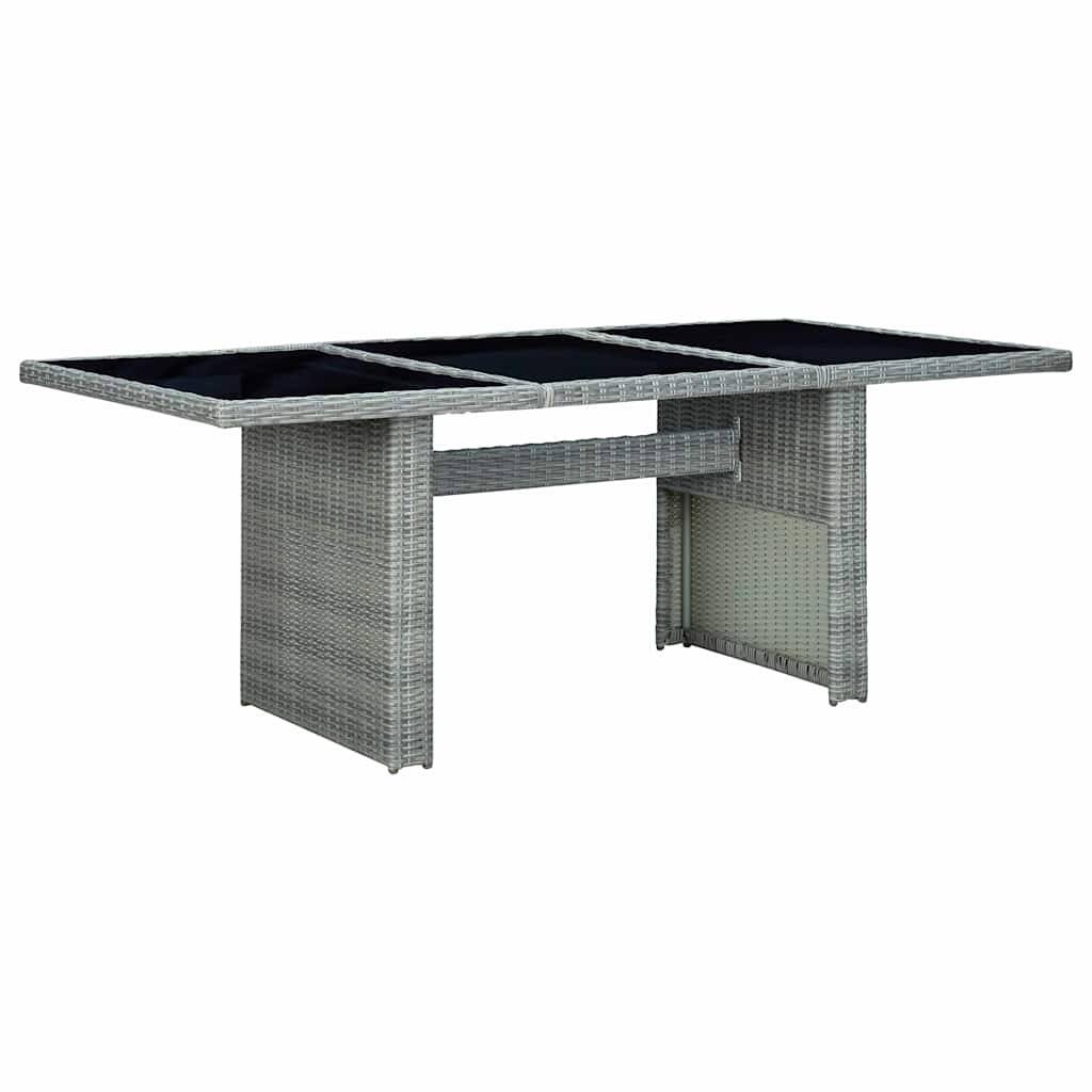 vidaXL - Tuintafel - poly - rattan - en - gehard - glas - lichtgrijs-0