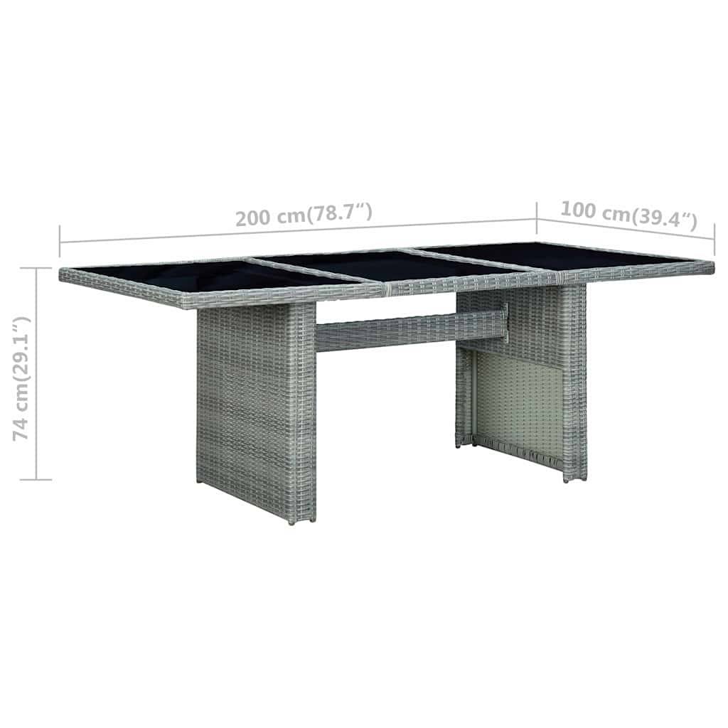 vidaXL - Tuintafel - poly - rattan - en - gehard - glas - lichtgrijs-4