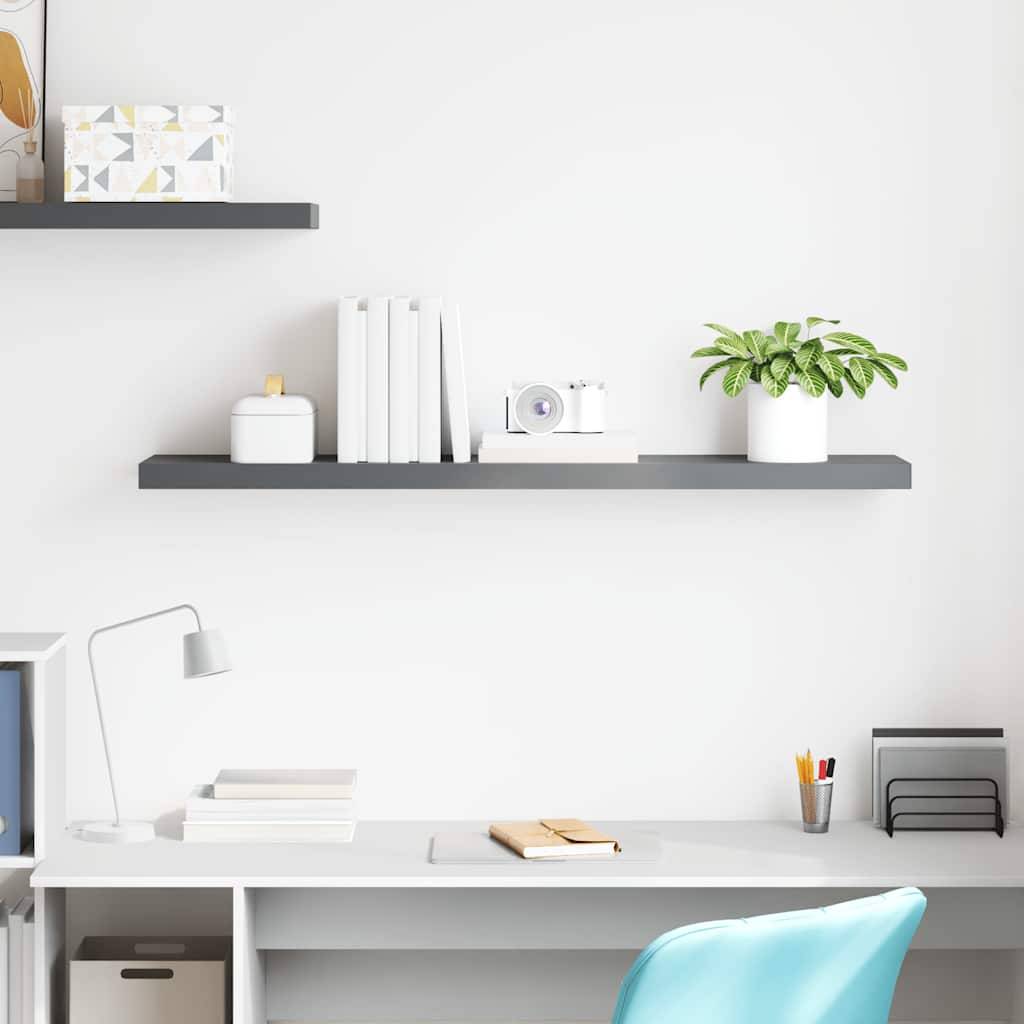 vidaXL - Wandschap - zwevend - 120x23,5x3,8 - cm - MDF - hoogglans - grijs-2