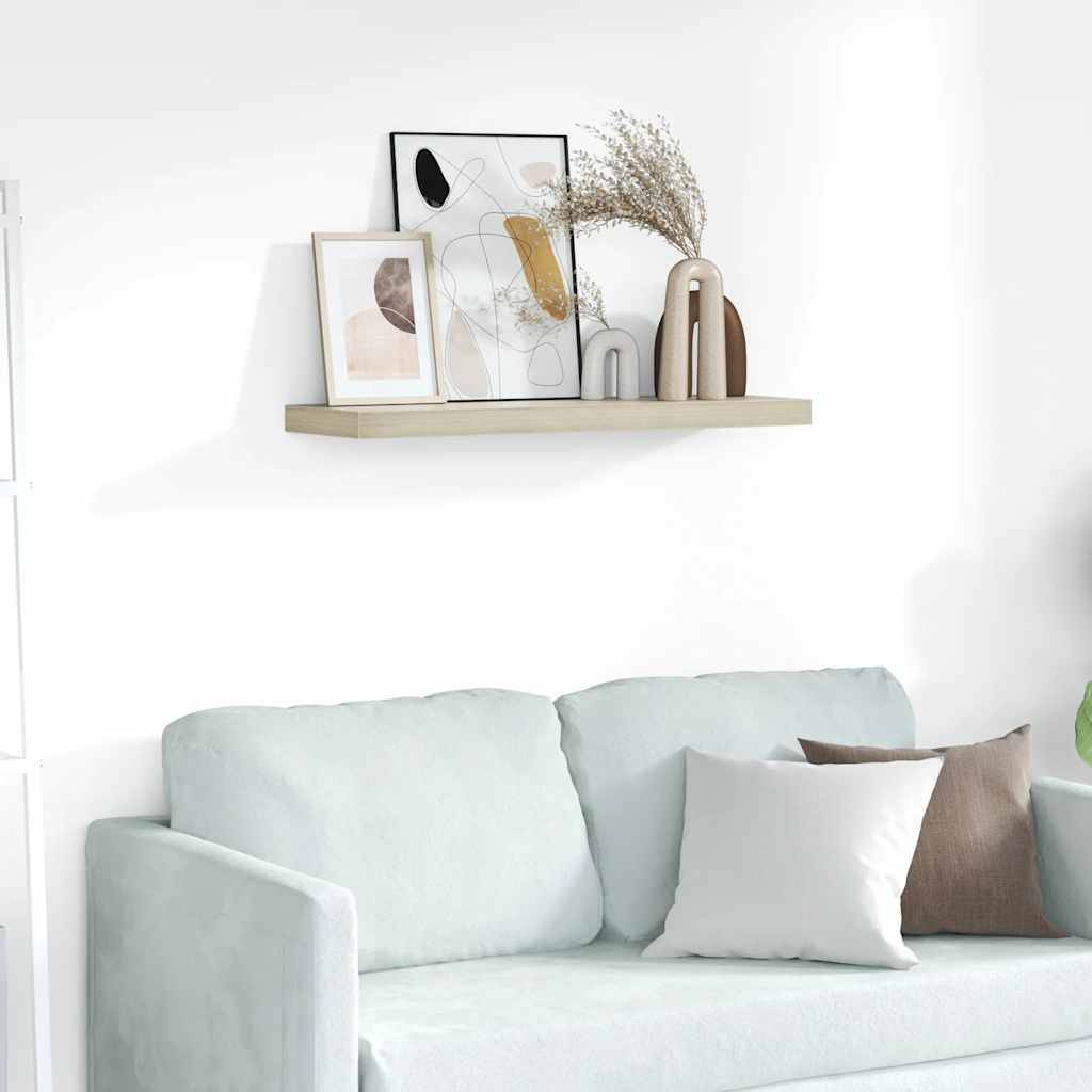 vidaXL - Wandschap - zwevend - 80x23,5x3,8 - cm - MDF - eikenkleurig-0
