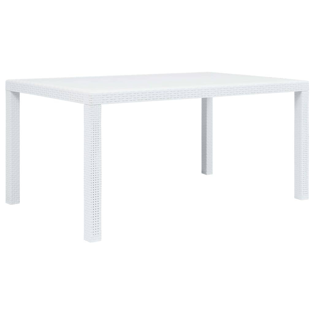 vidaXL - Tuintafel - 150x90x72 - cm - rattan-look - kunststof - wit-0