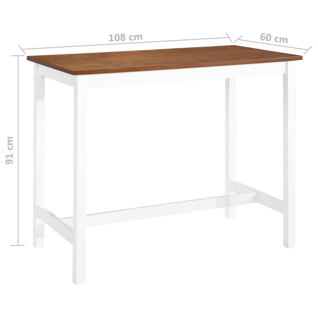 vidaXL - Bartafel - 108x60x91 - cm - massief - hout-4