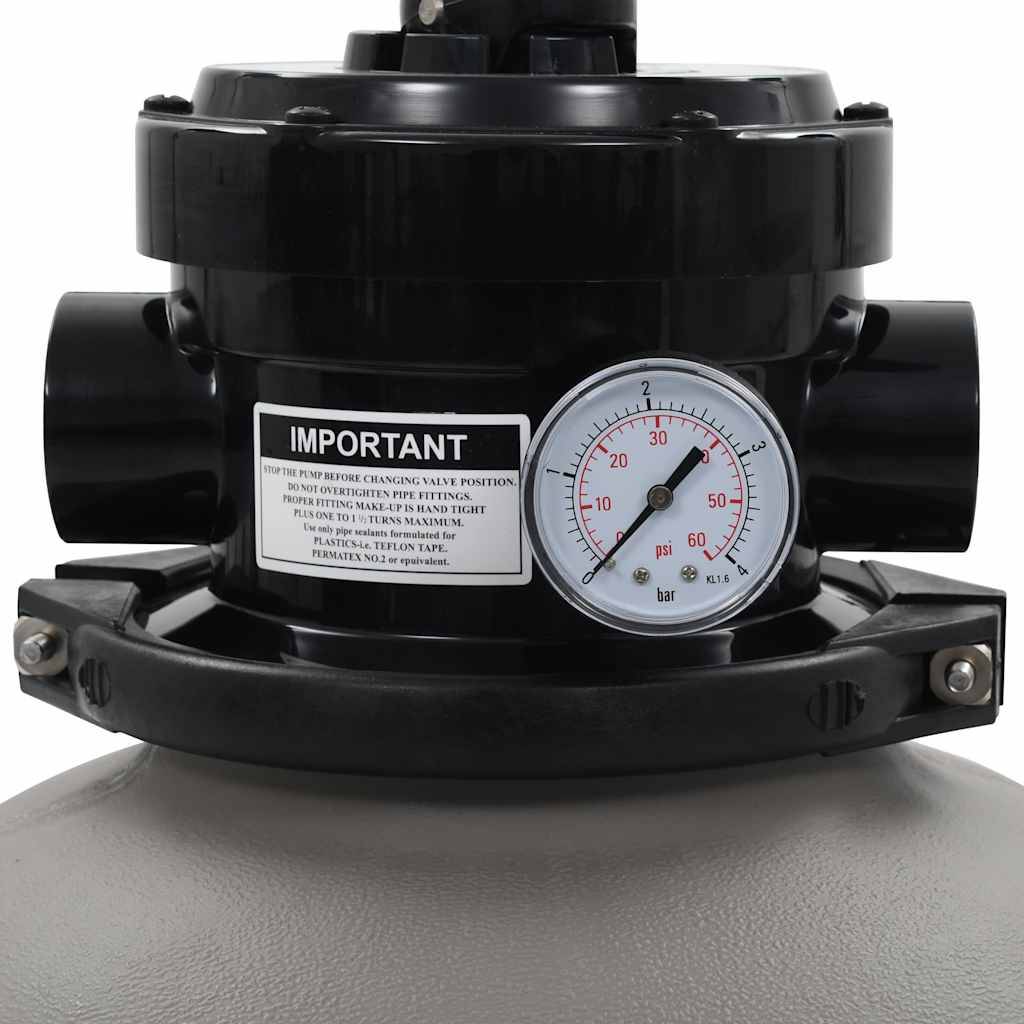 VidaXL Zwembadzandfilter met 4-positie ventiel 350 mm grijs-2