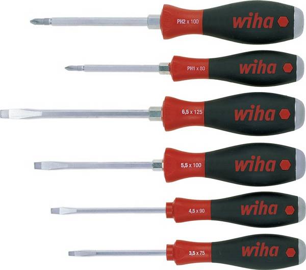 Schroevendraaierset 530 HK6 6-delig sleuf / PH meercomponentengrepen 6-kant-mes