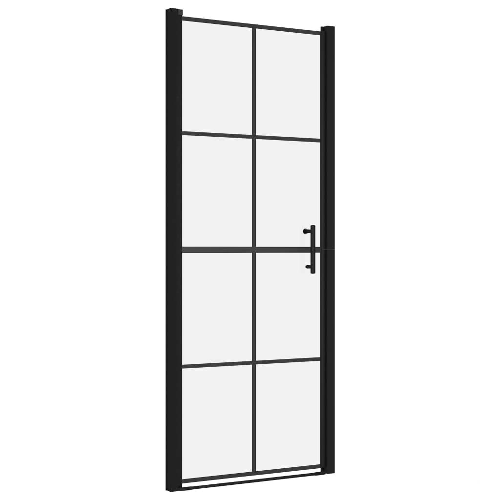 VidaXL Douchedeur 91x195 cm gehard glas zwart-0