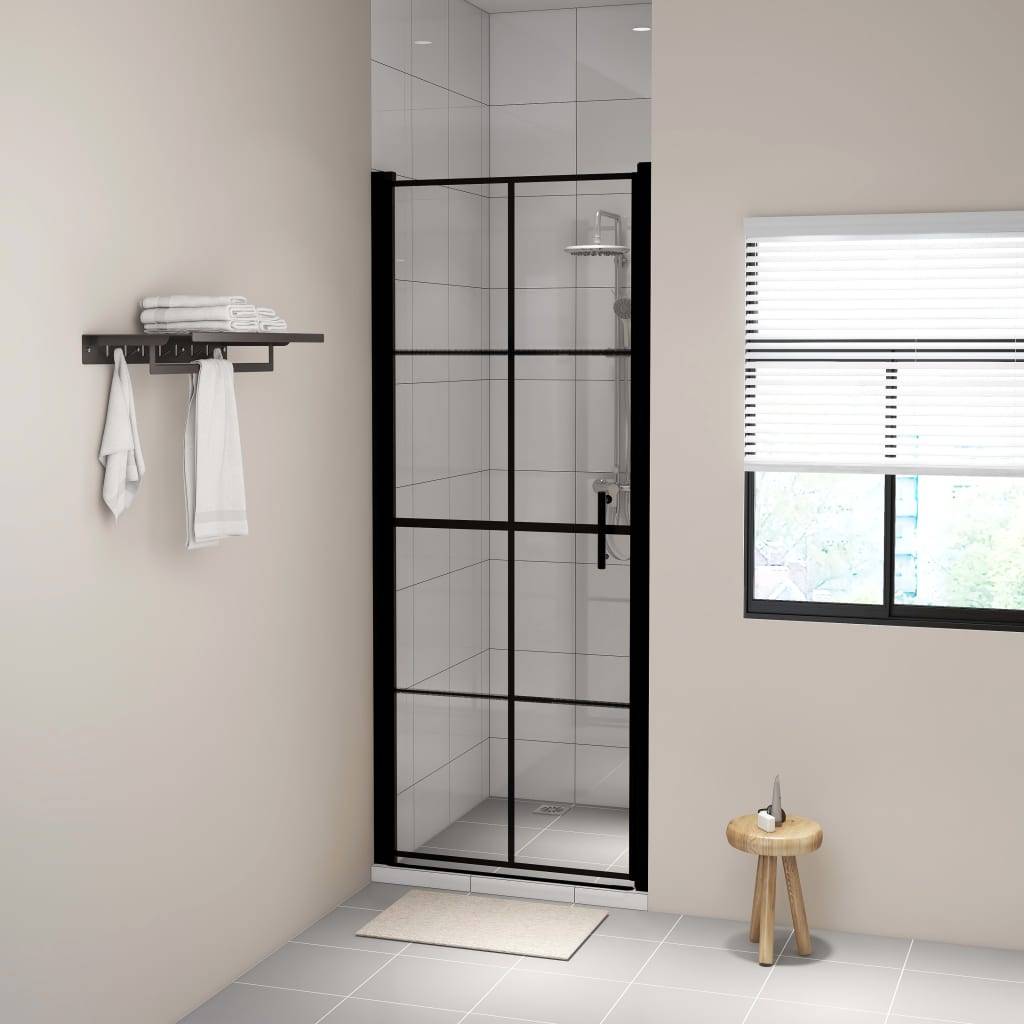 VidaXL Douchedeur 91x195 cm gehard glas zwart-1