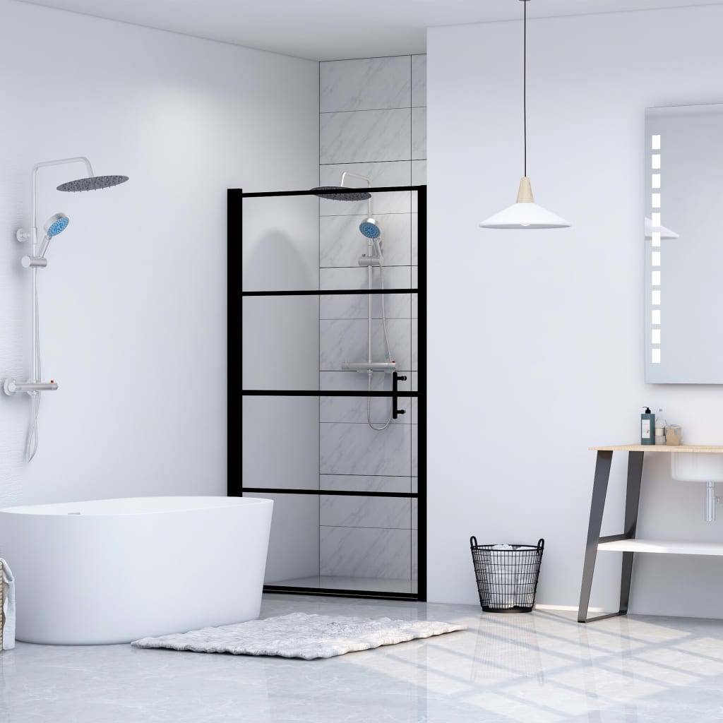 VidaXL Douchedeur 100x178 cm gehard glas zwart-1