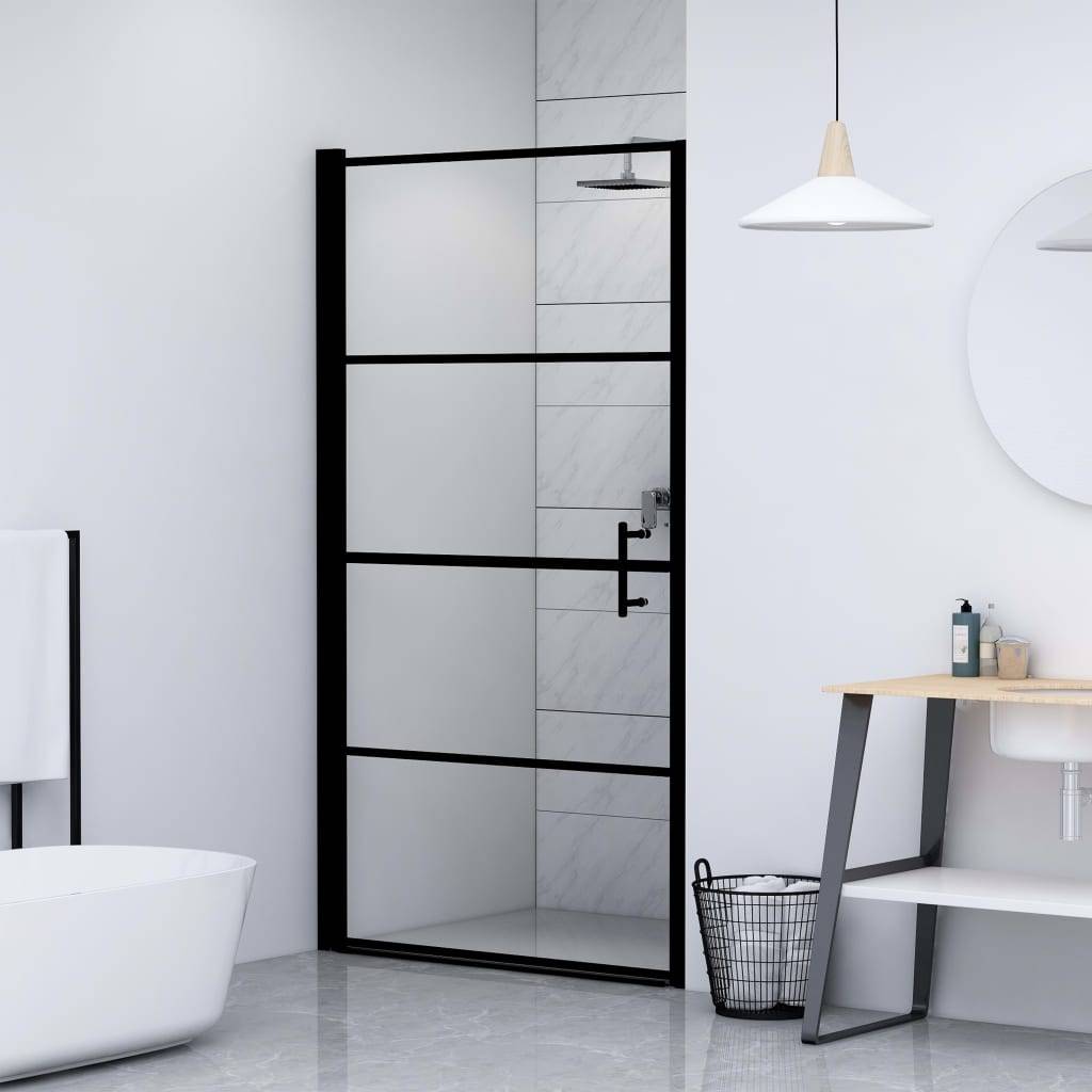 VidaXL Douchedeur 100x178 cm gehard glas zwart-2