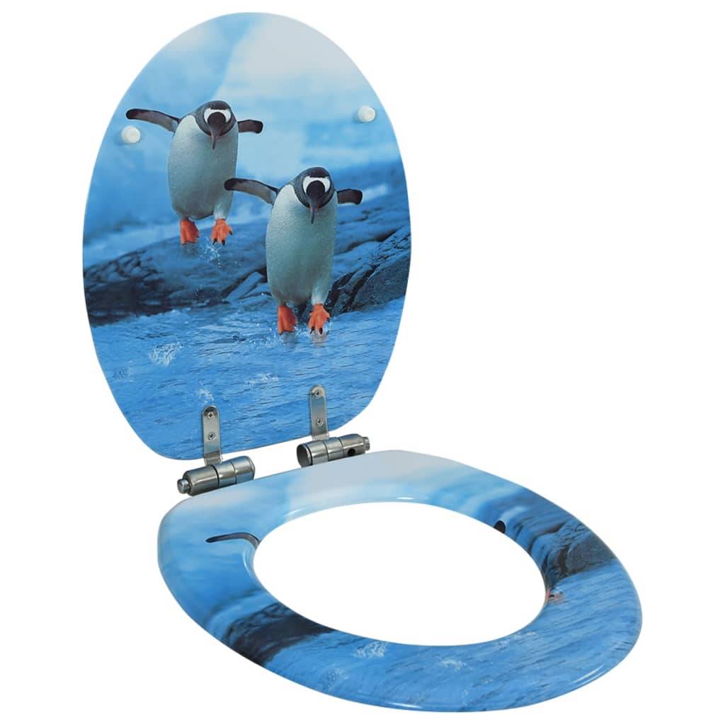 vidaXL - Toiletbril - met - soft-close - deksel - pinguïn - MDF-0