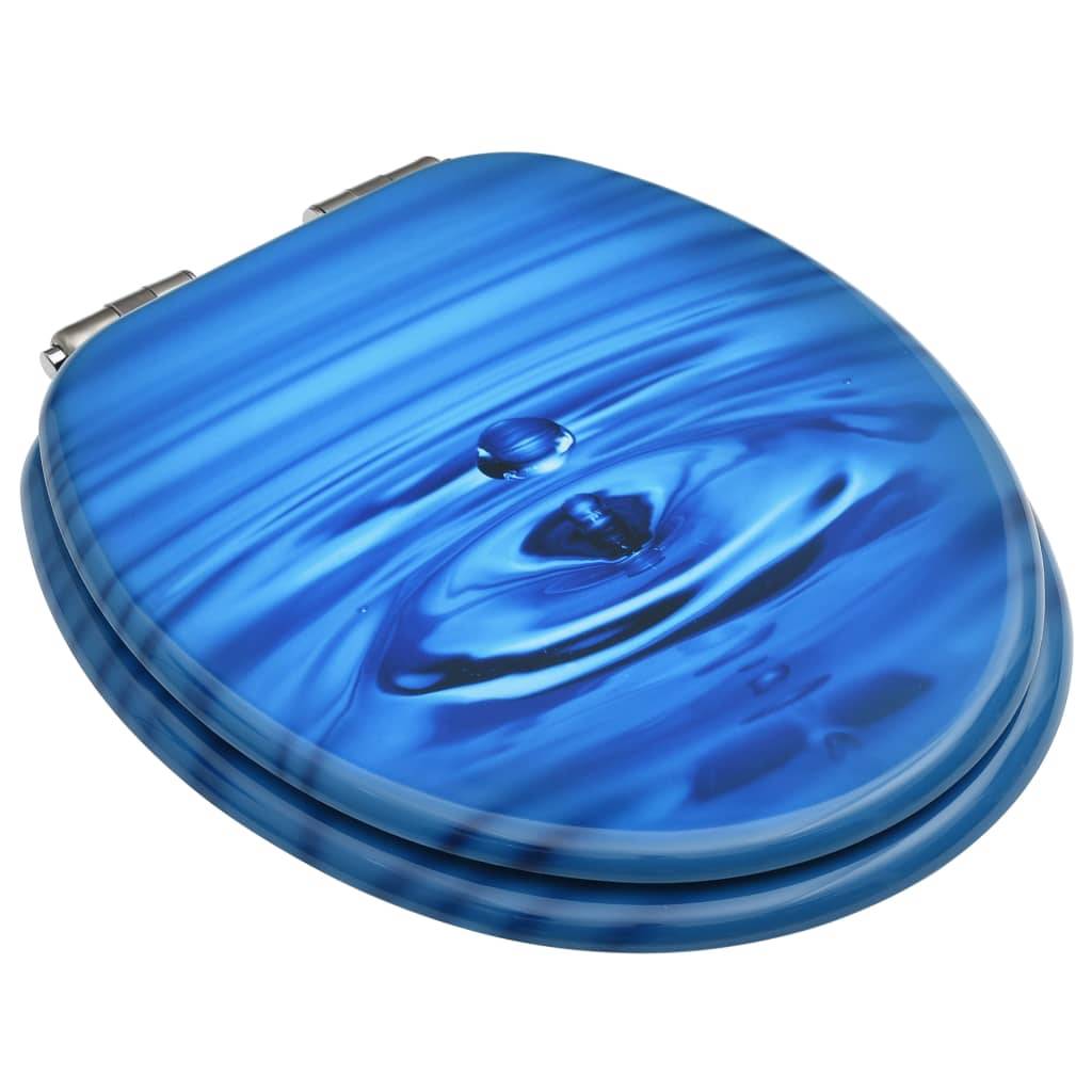 vidaXL - Toiletbril - met - soft-close - deksel - waterdruppel - MDF - blauw-3