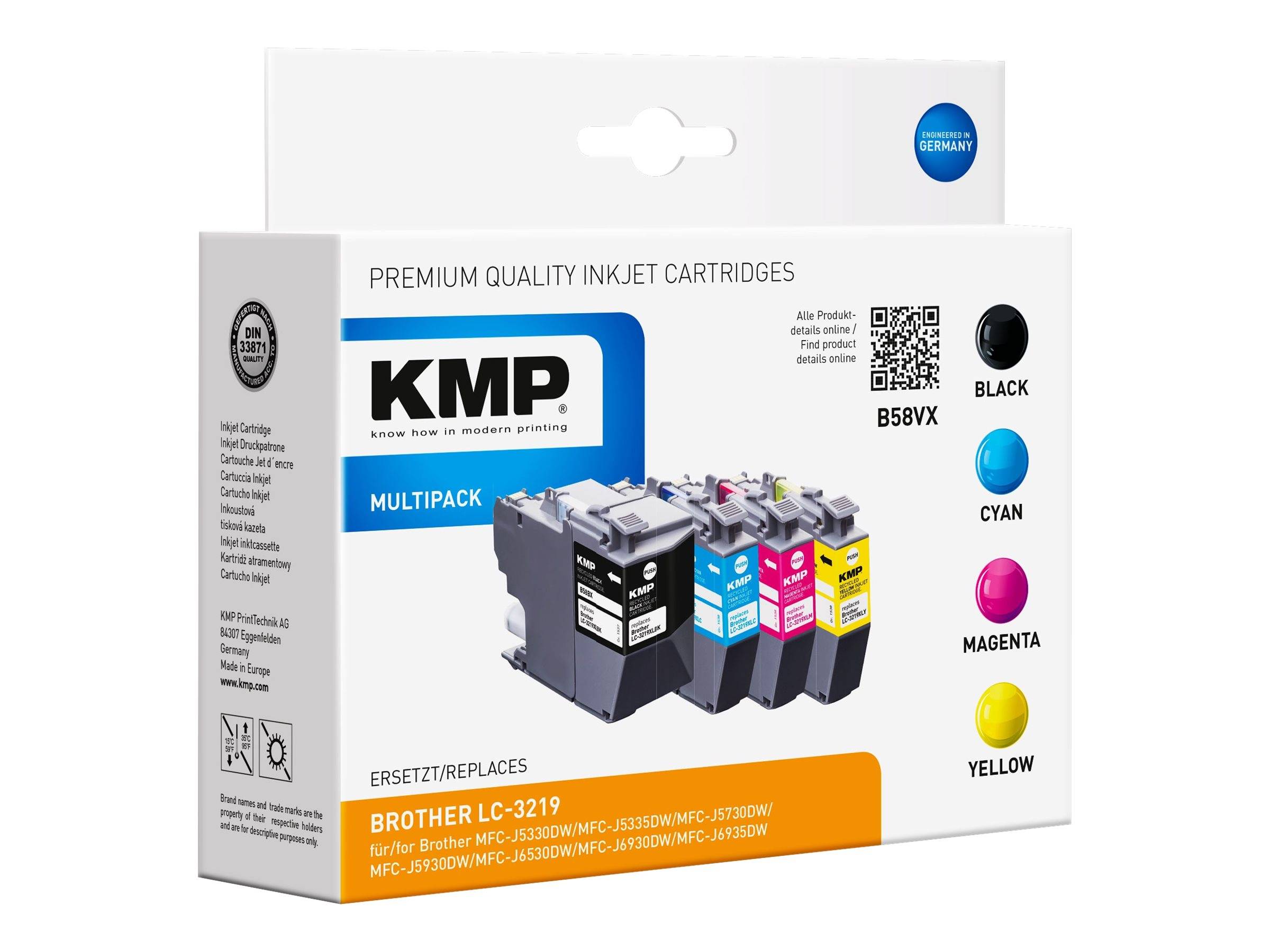KMP Inktcartridge vervangt Brother LC-3219XLBK, LC-3219XLC, LC-3219XLM, LC-3219XLY Compatibel Combipack Zwart, Cyaan, Ma-0