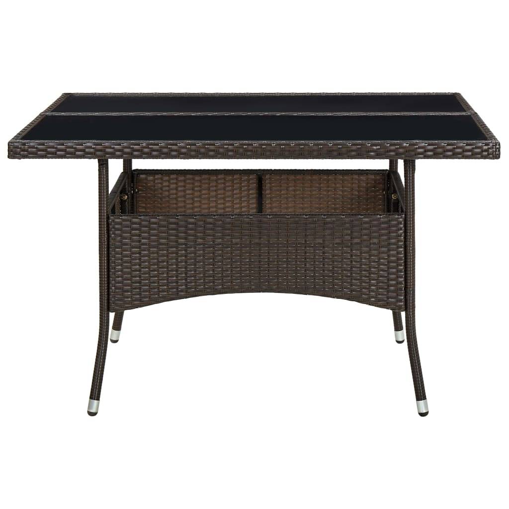 vidaXL - Tuintafel - poly - rattan - en - glas - bruin-1