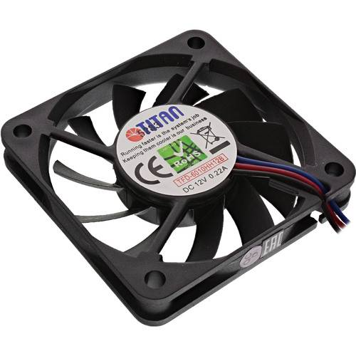 Titan ventilator (case fan) voor in de PC met dubbele kogellager en snelheid signaal - 60 x 60 x 10 mm-0