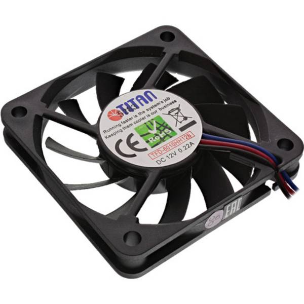Titan ventilator (case fan) voor in de PC met dubbele kogellager en snelheid signaal - 60 x 60 x 10 mm