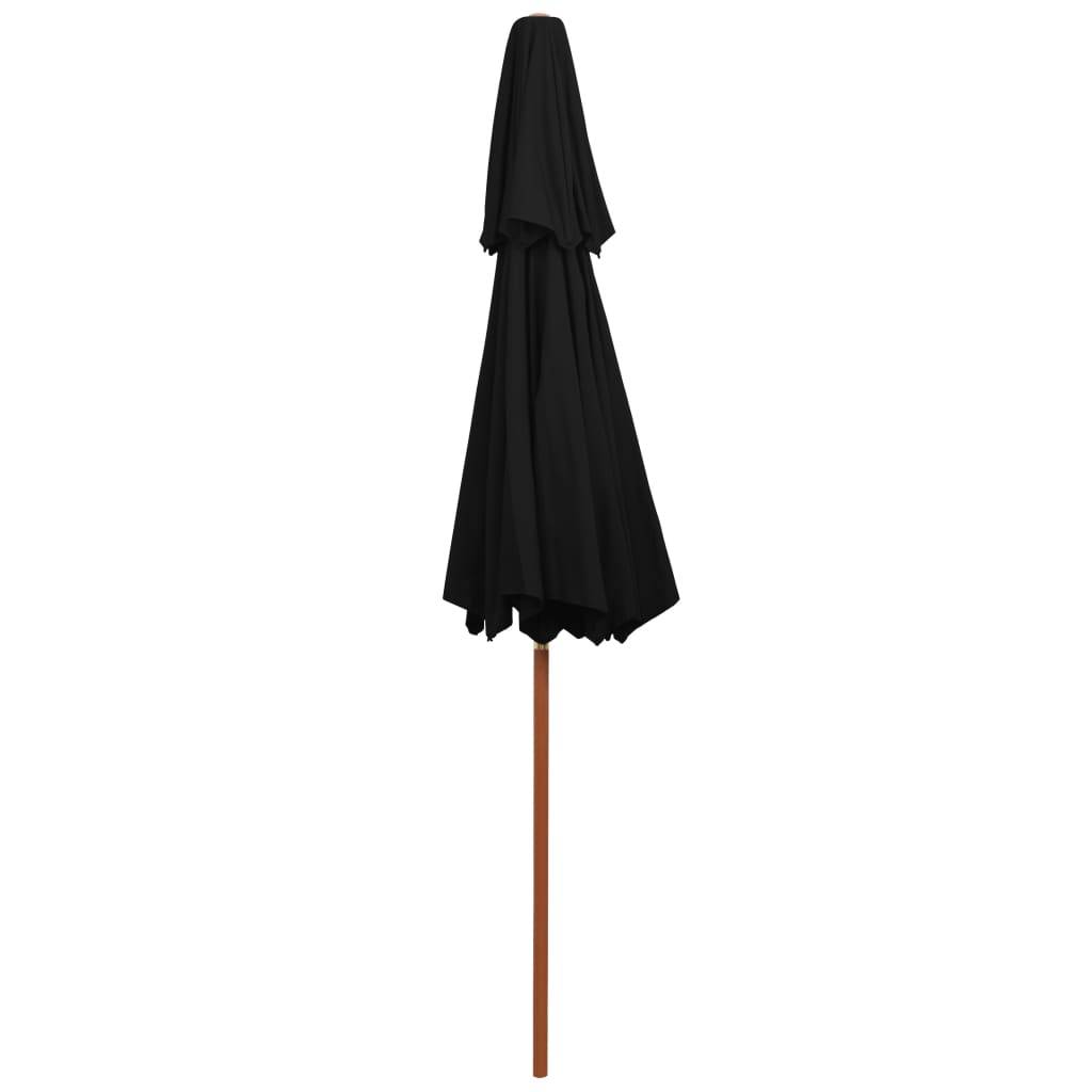 vidaXL - Parasol - dubbeldekker - met - houten - paal - 270 - cm - zwart-1