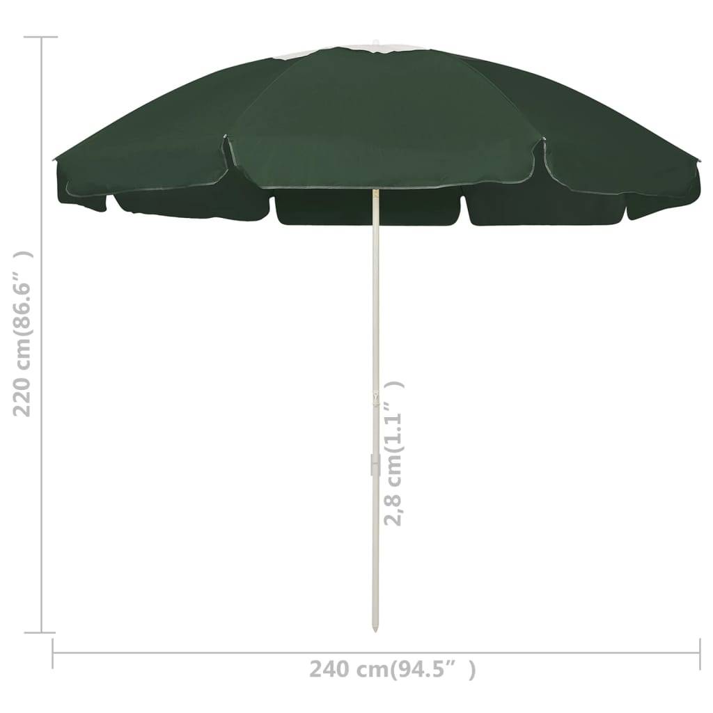Vidaxl strandparasol 240 cm groen 87202861496838720286149683-4