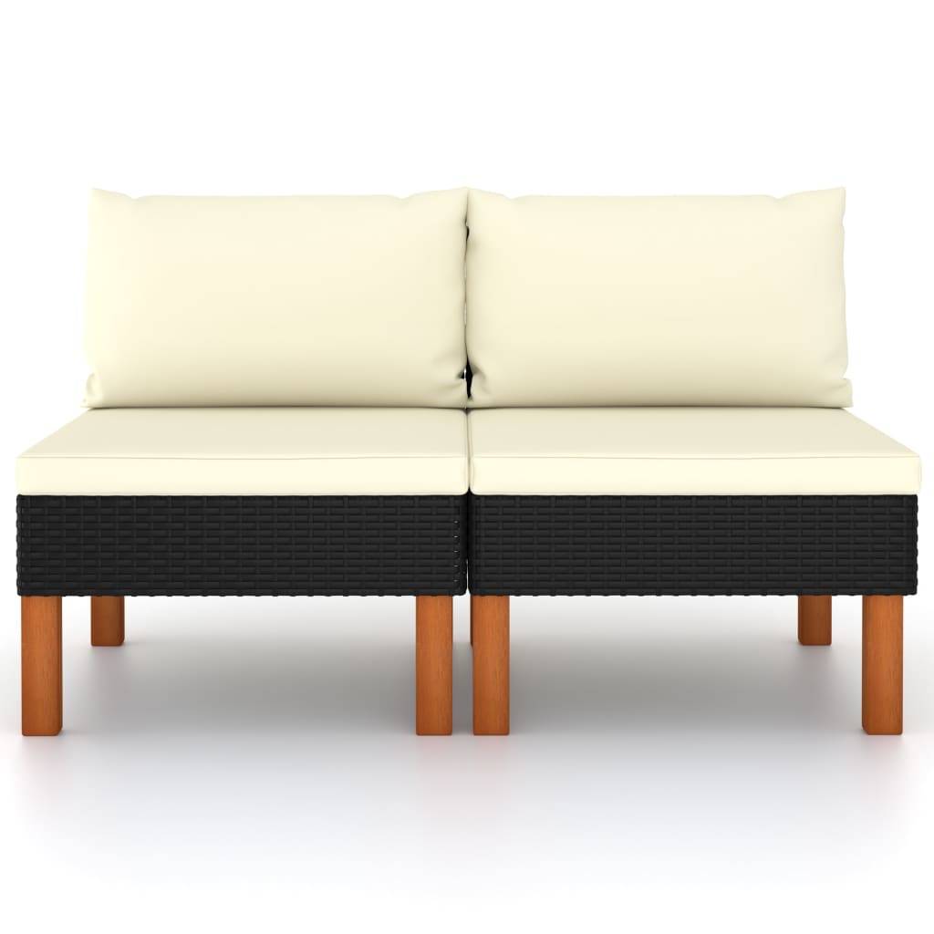 vidaXL - Middenbanken - 2 - st - poly - rattan - en - massief - eucalyptushout-1