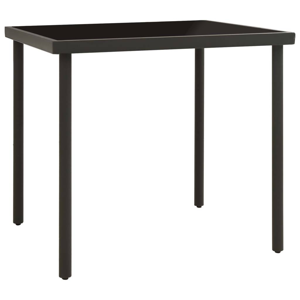 vidaXL - Tuintafel - 80x80x72 - cm - glas - en - staal - antracietkleurig-1