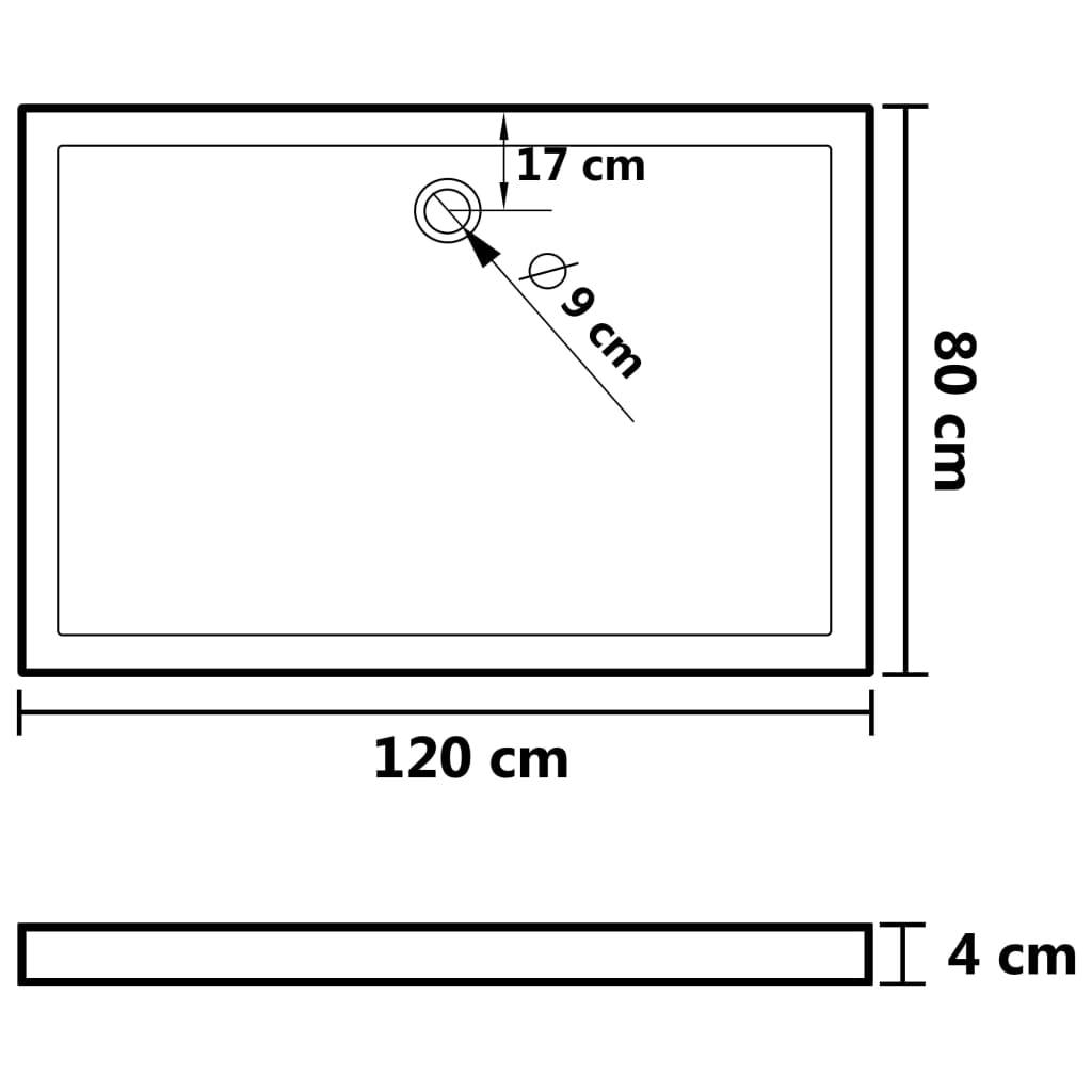 vidaXL - Douchebak - met - noppen - 80x120x4 - cm - ABS - wit-4