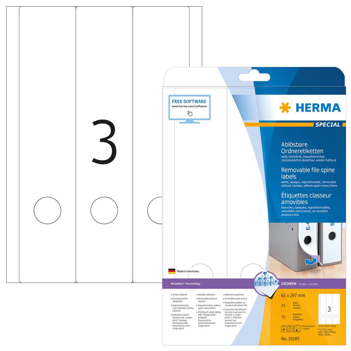 HERMA mapetiketten A4 wit 61x297 mm afneembaar. ondoorzichtig 75 st.-3