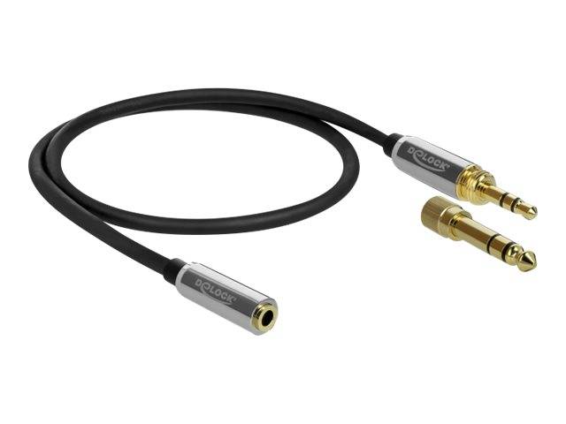 Delock 3,5mm Jack verlengkabel met schroefbare 6,35mm Jack adapter | 0,50 meter-3