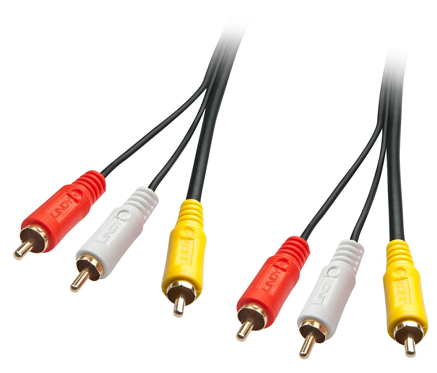 LINDY Cinch AV Aansluitkabel [3x Cinch-stekker - 3x Cinch-stekker] 2 m Zwart-3