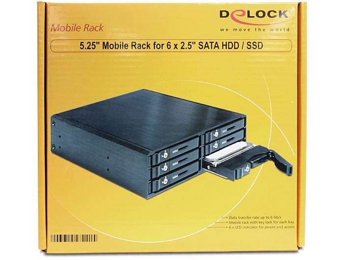 DeLOCK 5.25″ Mobile Rack for 6 x 2.5″ SATA HDD / SSD Wisselframe-2