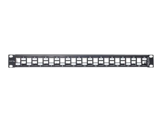 Delock 19 inch patch panel met kabelgeleiding | voor 24 Keystone modules | gespreide poorten | 1U | zwart-0