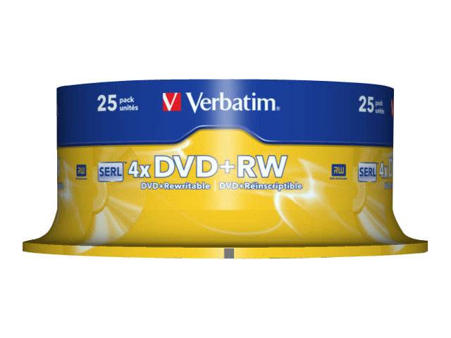 1x25 Verbatim DVD+RW 4,7GB 4x Speed, Mat zilver-0