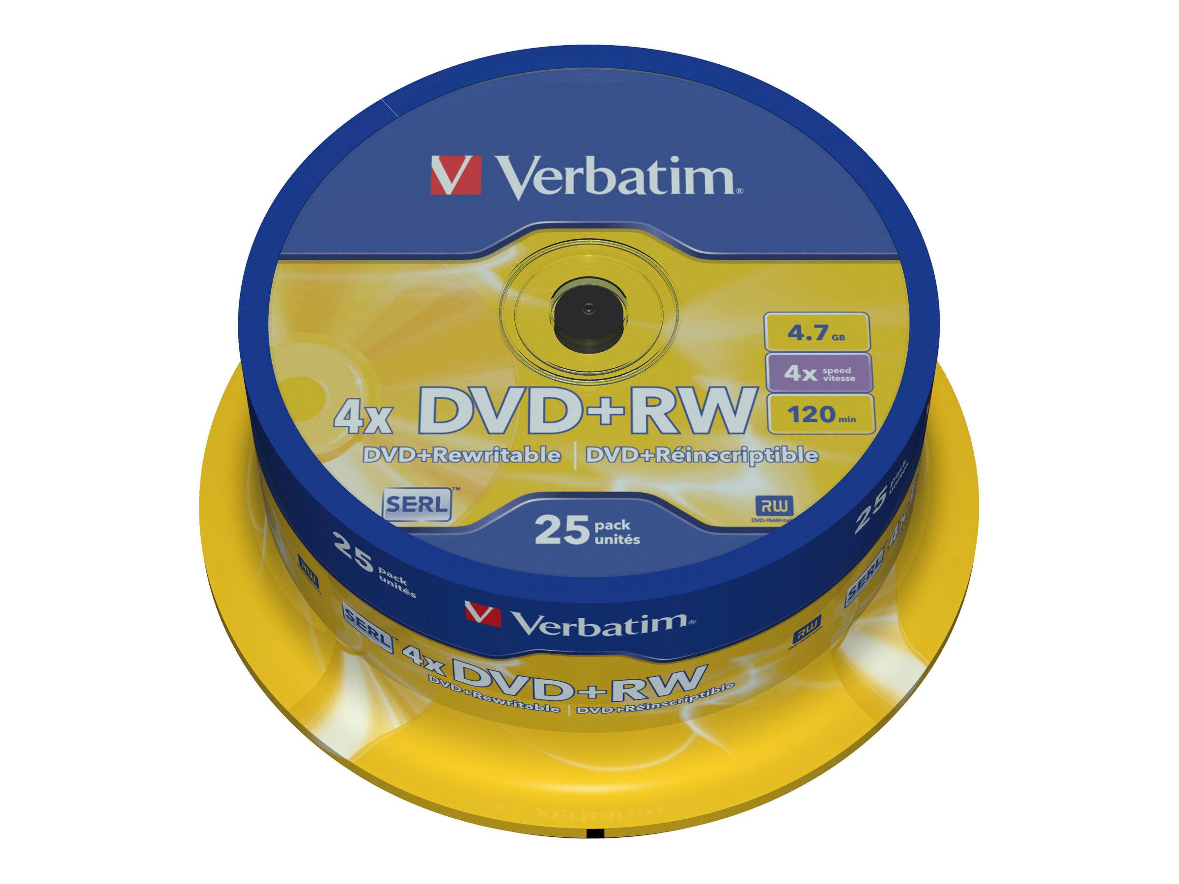1x25 Verbatim DVD+RW 4,7GB 4x Speed, Mat zilver-3